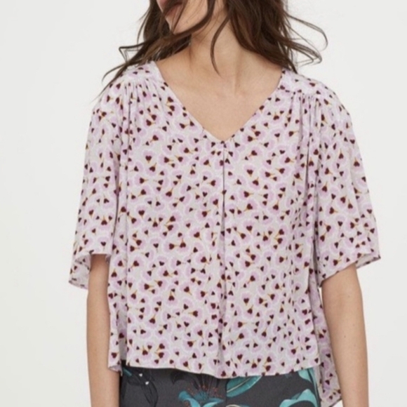 Anna Glover X H&M Gingko Floral Flowy Blouse Size 14 - Picture 2 of 7